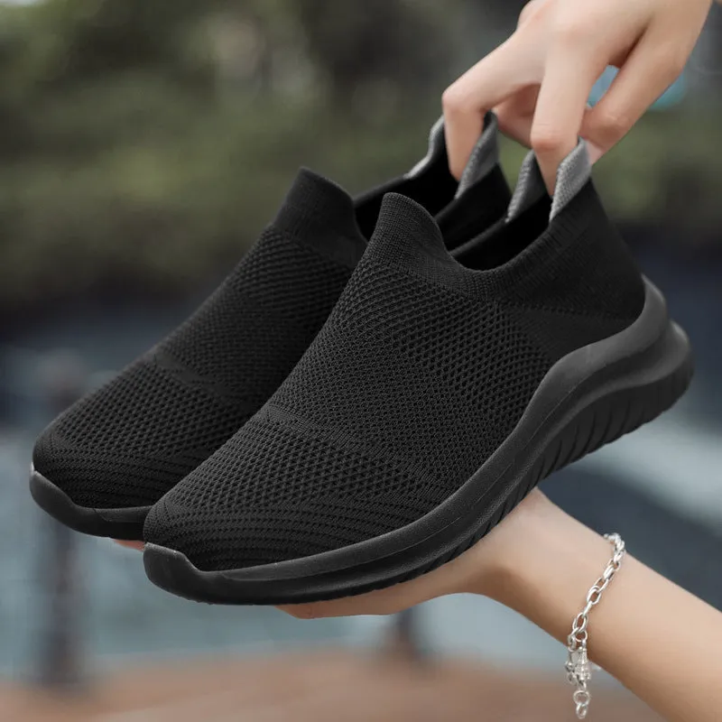 New Couple Flying Woven Socks Mouth Mesh Casual Sneakers For Women