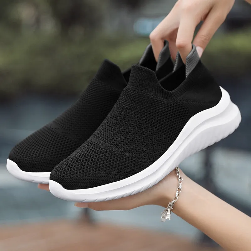 New Couple Flying Woven Socks Mouth Mesh Casual Sneakers For Women