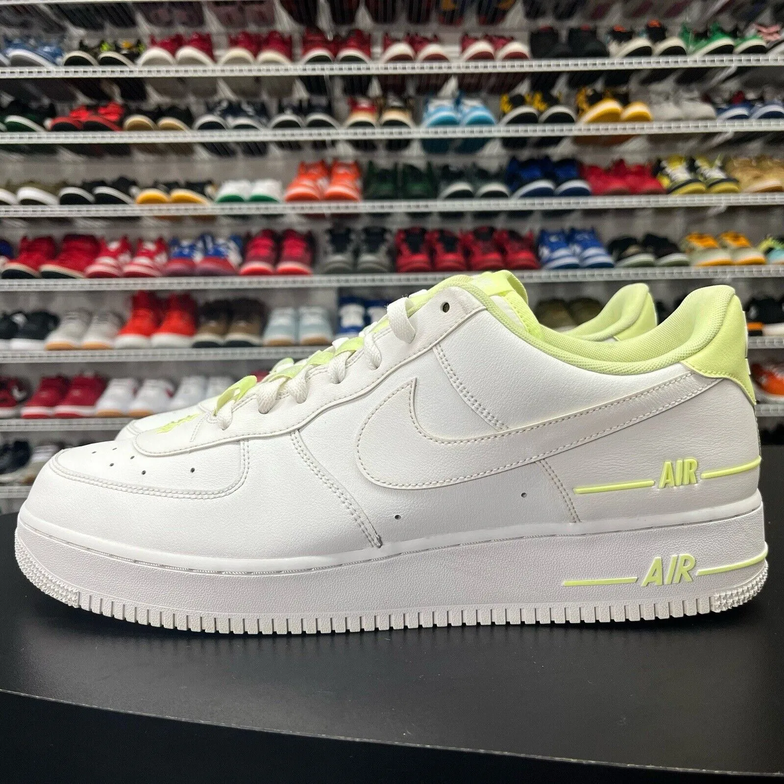 Nike Air Force 1 07 Double Air White Volt  CJ1379-101 Size 14 Missing Insoles