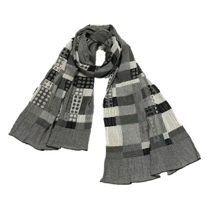 NUNO Oversized Scarf: “Cotton Sugoroku” (Black/White)