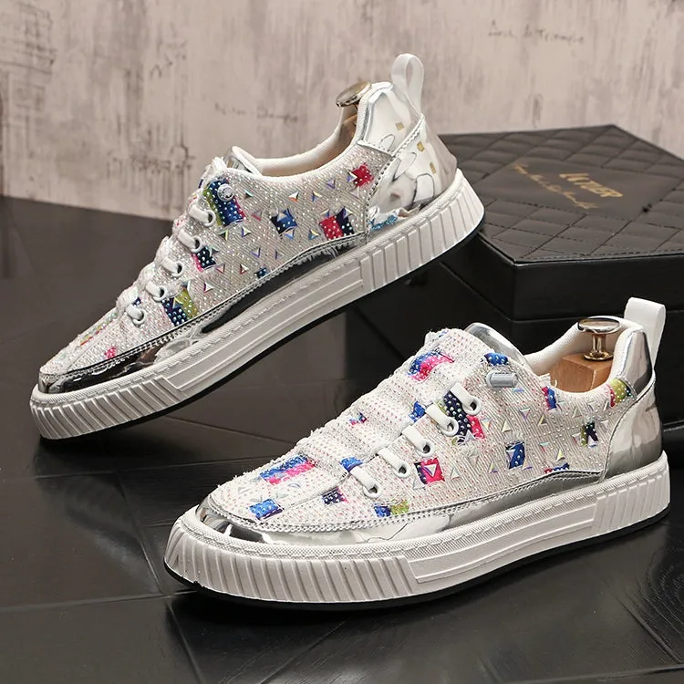 One-footed men's low-top pullover men's shoes, versatile, lazy, rhinestone, casual shoes, breathable cloth shoes, hot diamond men's board shoes