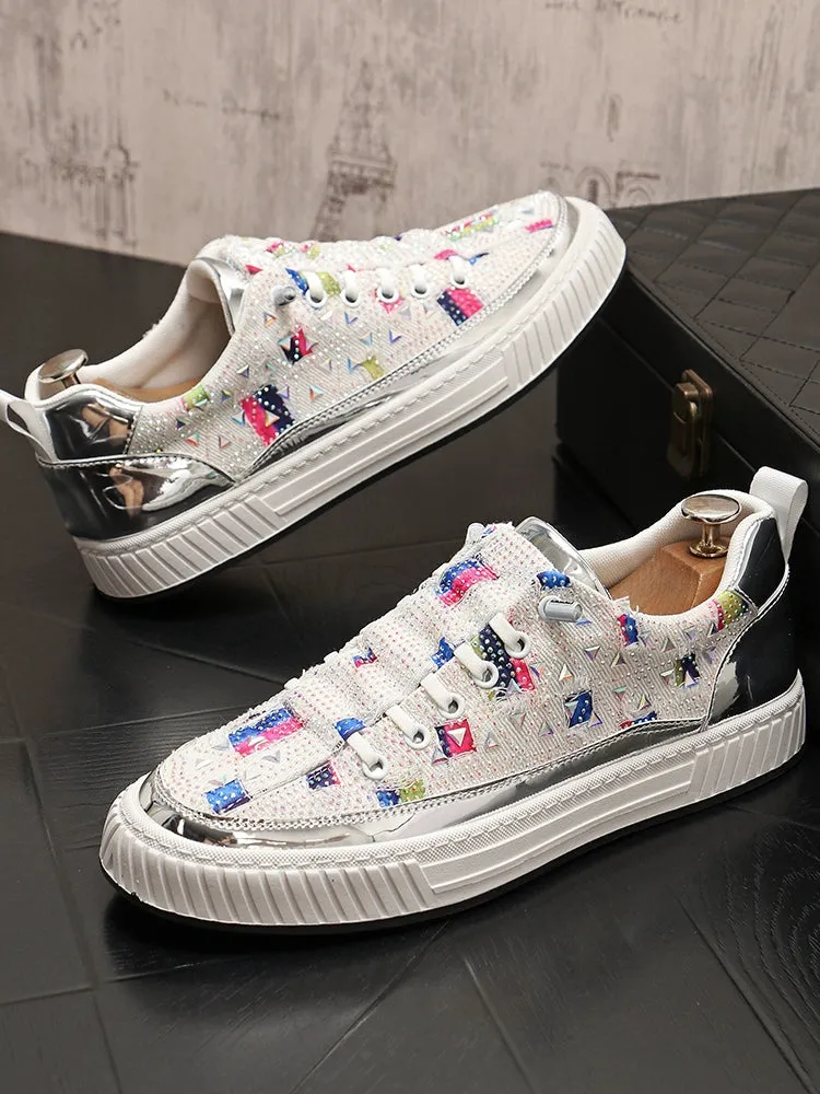 One-footed men's low-top pullover men's shoes, versatile, lazy, rhinestone, casual shoes, breathable cloth shoes, hot diamond men's board shoes