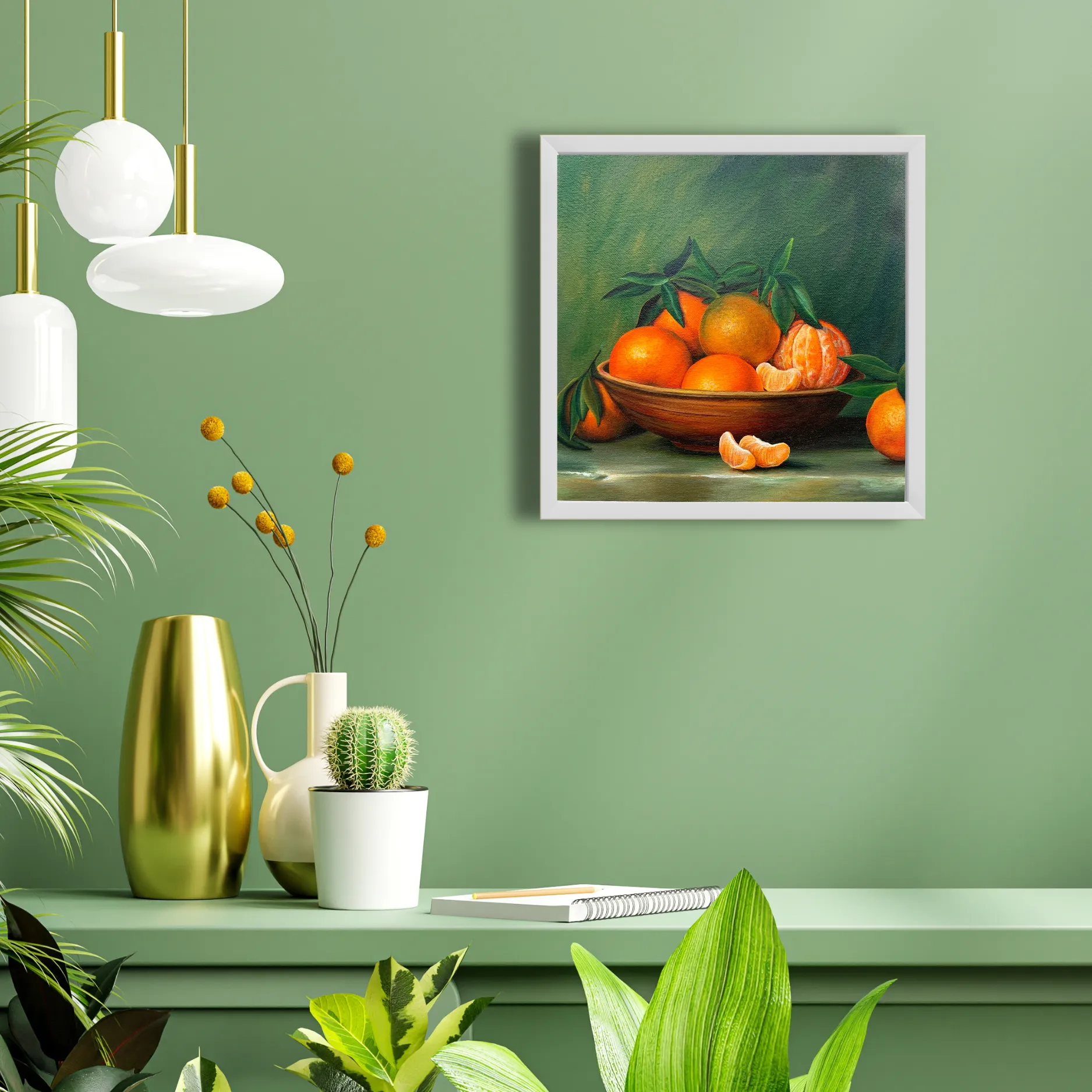 Original Acrylic Painting of Bowl of Oranges | Vibrant Still Life Canvas Art | Handcrafted Home Decor