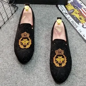 Pea shoes men's shoes spirit guy a pedal rhinestone shoes embroidery leisure loafers trend lazy shoes