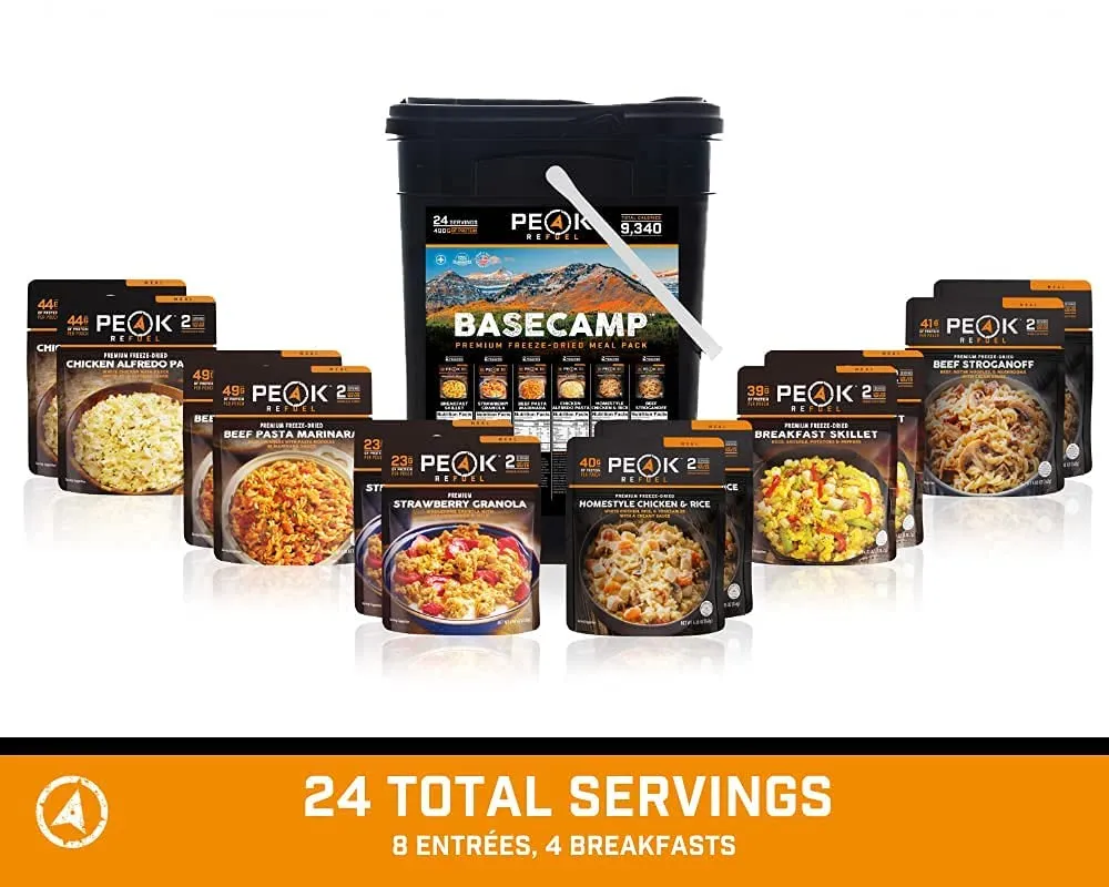 Peak Refuel Basecamp Bucket | Premium Freeze Dried Meal Pack (24 Servings)