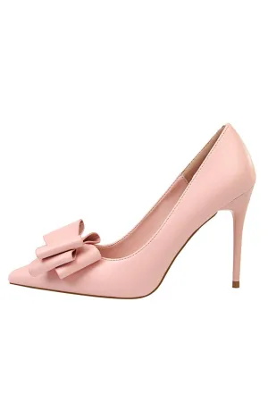 Pink Stiletto Pointy Heels with Bows