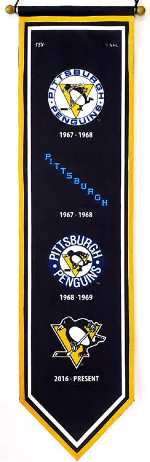 Pittsburgh Penguins Logo Heritage Premium Felt Wall Banner - The Sports Vault Canada