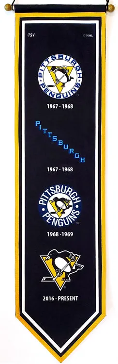 Pittsburgh Penguins Logo Heritage Premium Felt Wall Banner - The Sports Vault Canada