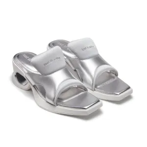 Pointed Square Toe Sports Sandals in Silver