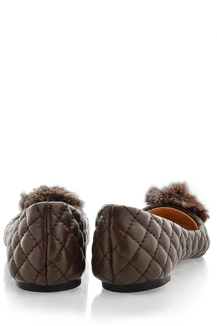 POPCORN Brown Quilted Ballerinas