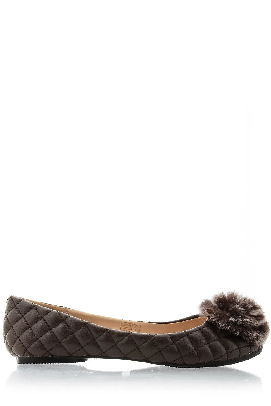 POPCORN Brown Quilted Ballerinas