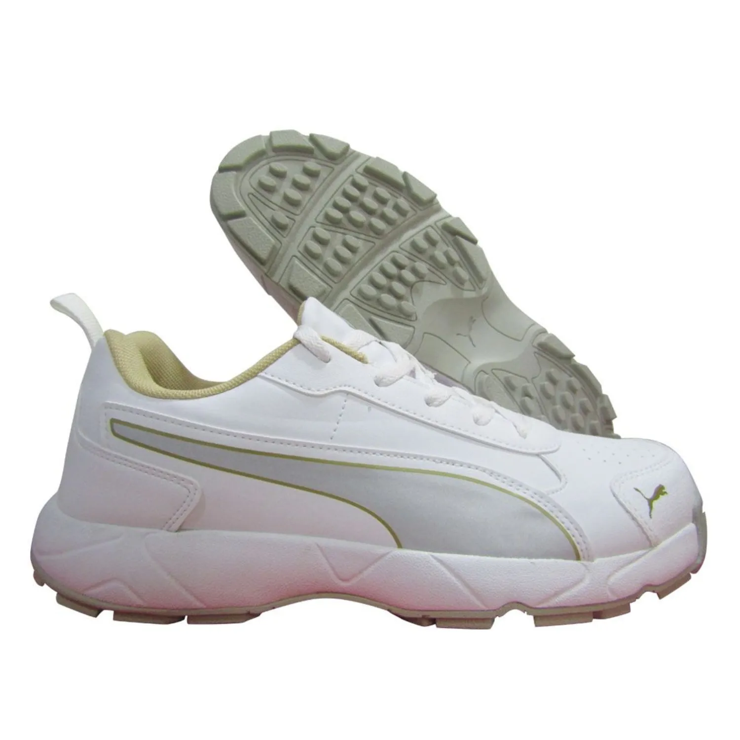 Puma Cricket Shoes, Classic-Cat - White/Mettallic Gold