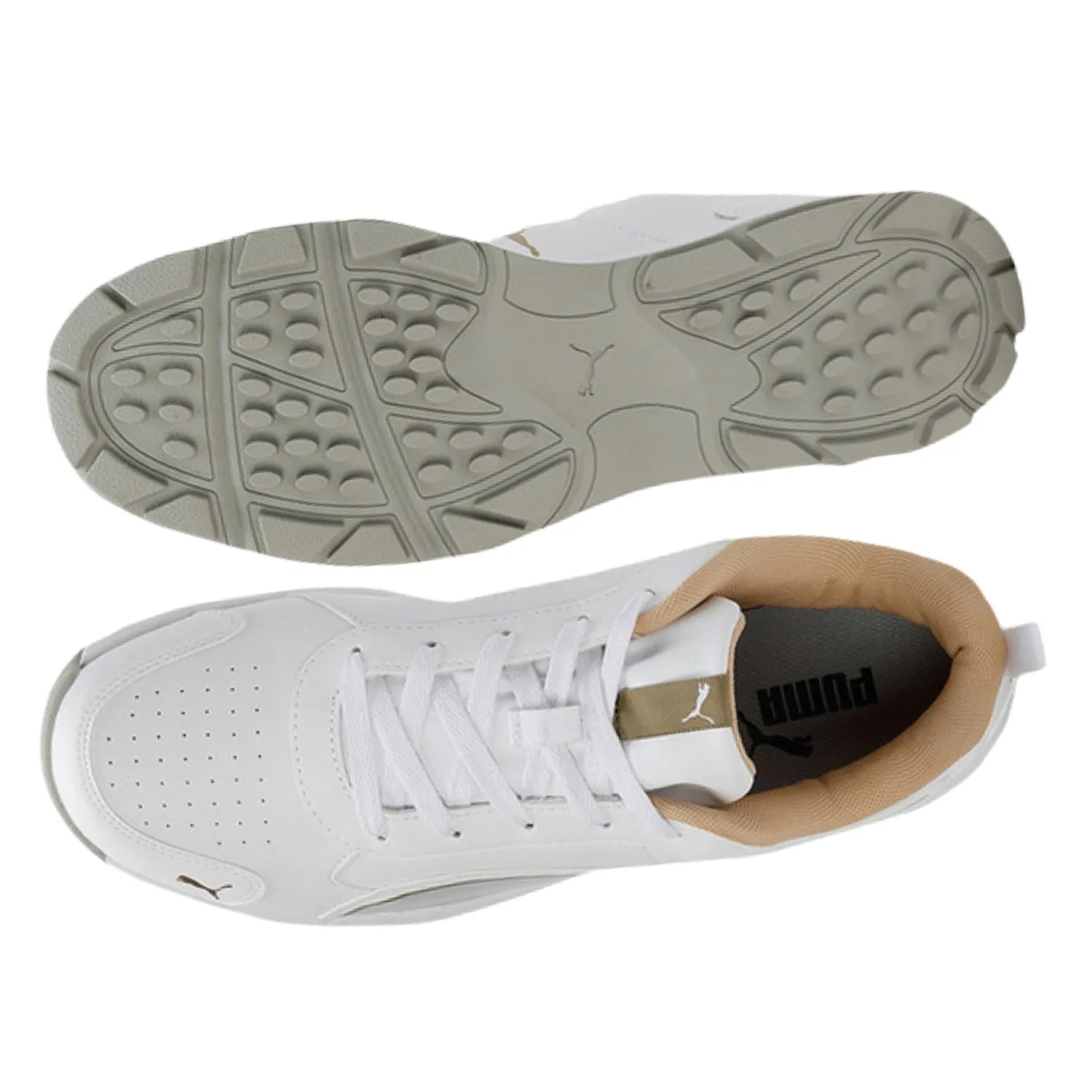 Puma Cricket Shoes, Classic-Cat - White/Mettallic Gold