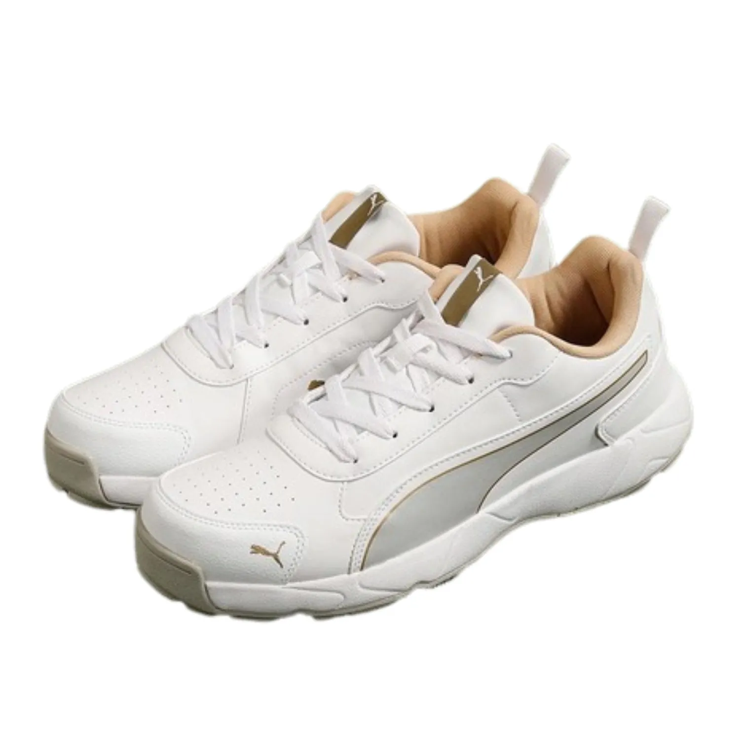 Puma Cricket Shoes, Classic-Cat - White/Mettallic Gold