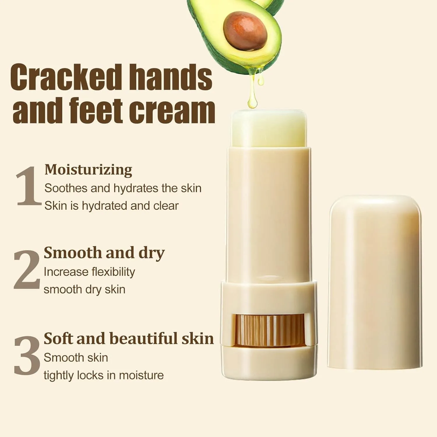 Shea Butter Foot Cracked Cream Moisturizing Nourishing Hand and Foot Care Treatment Stick, Natural Mild Moisturizer Suitable for Rough Dry Chapped Feet