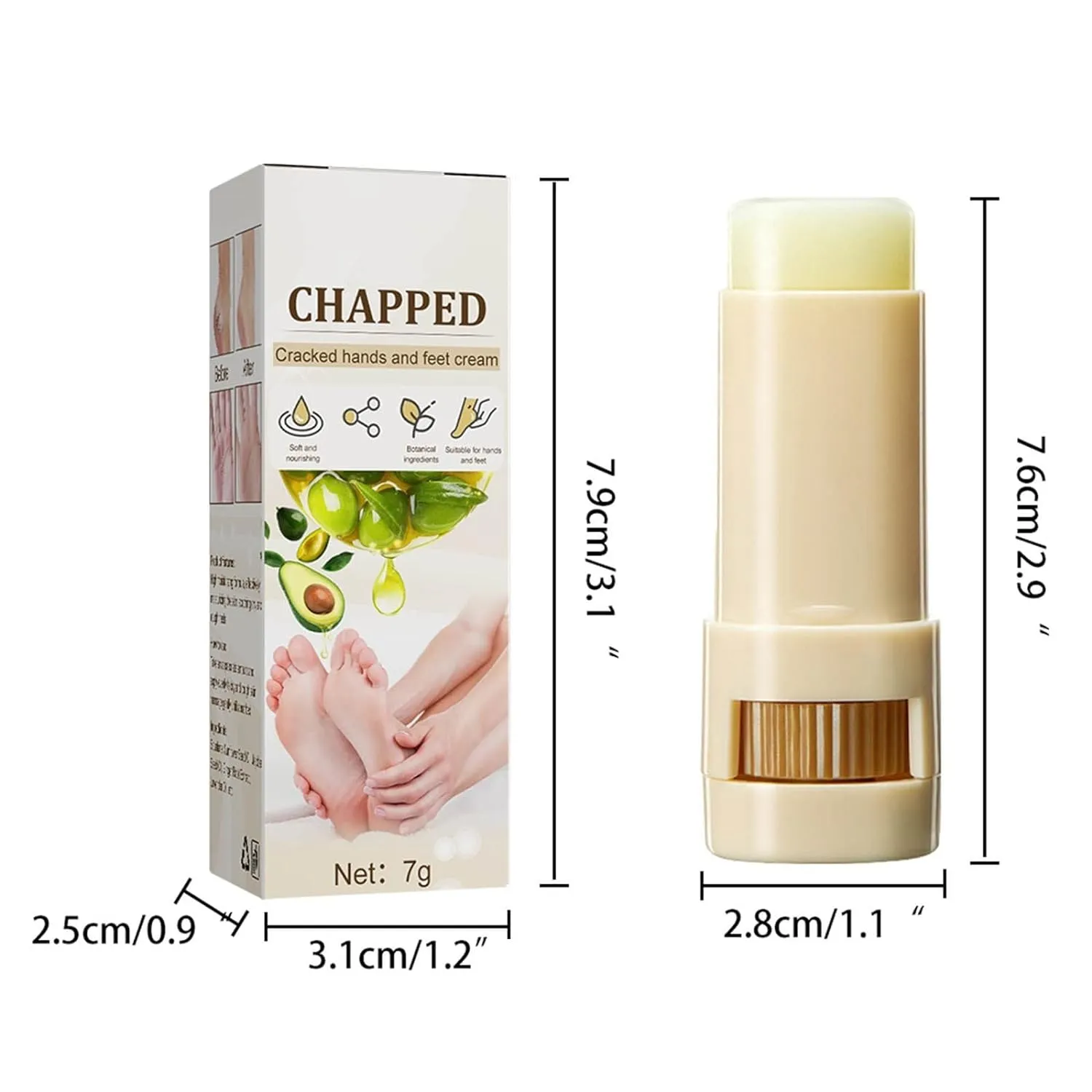 Shea Butter Foot Cracked Cream Moisturizing Nourishing Hand and Foot Care Treatment Stick, Natural Mild Moisturizer Suitable for Rough Dry Chapped Feet