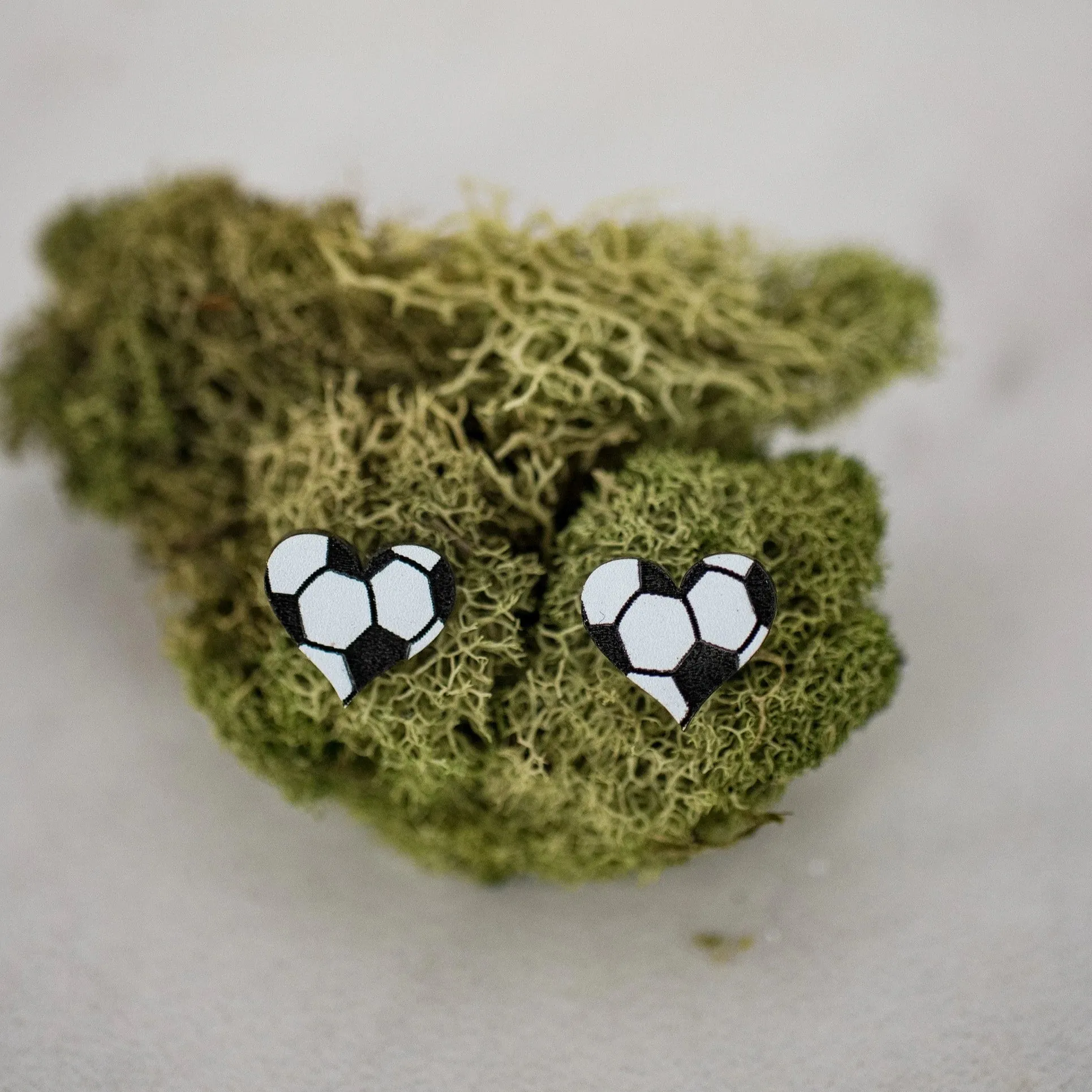 Soccer Heart Acrylic Stud Earrings