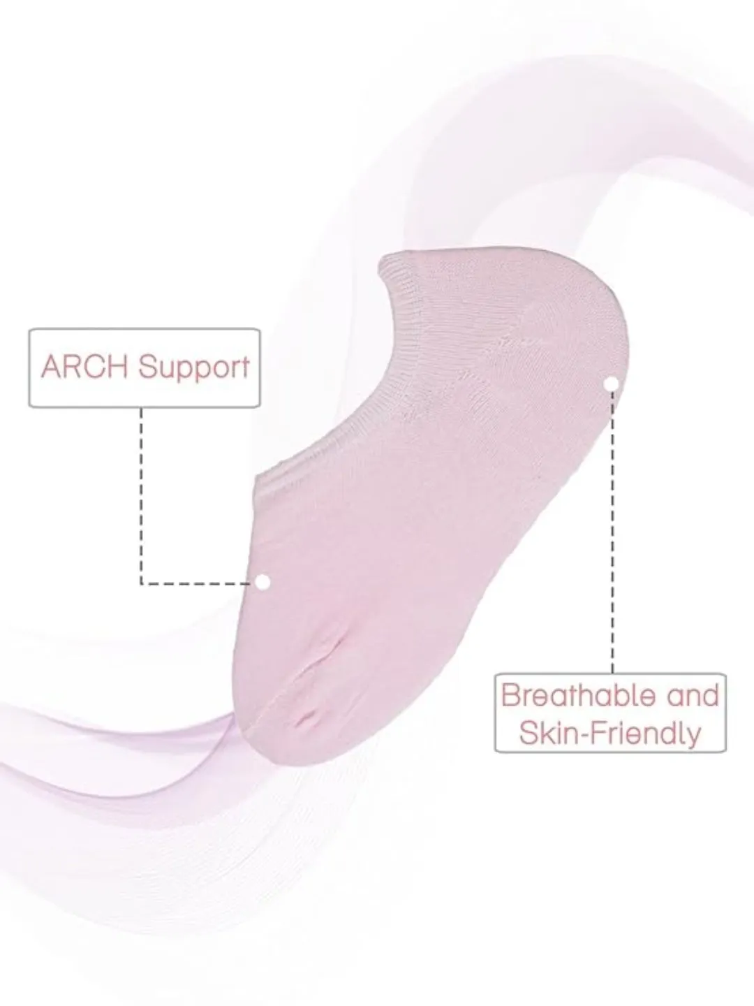 Solid Low Cut Invisible Socks for Girls - 3 Pairs, Pink Light pink and Cream