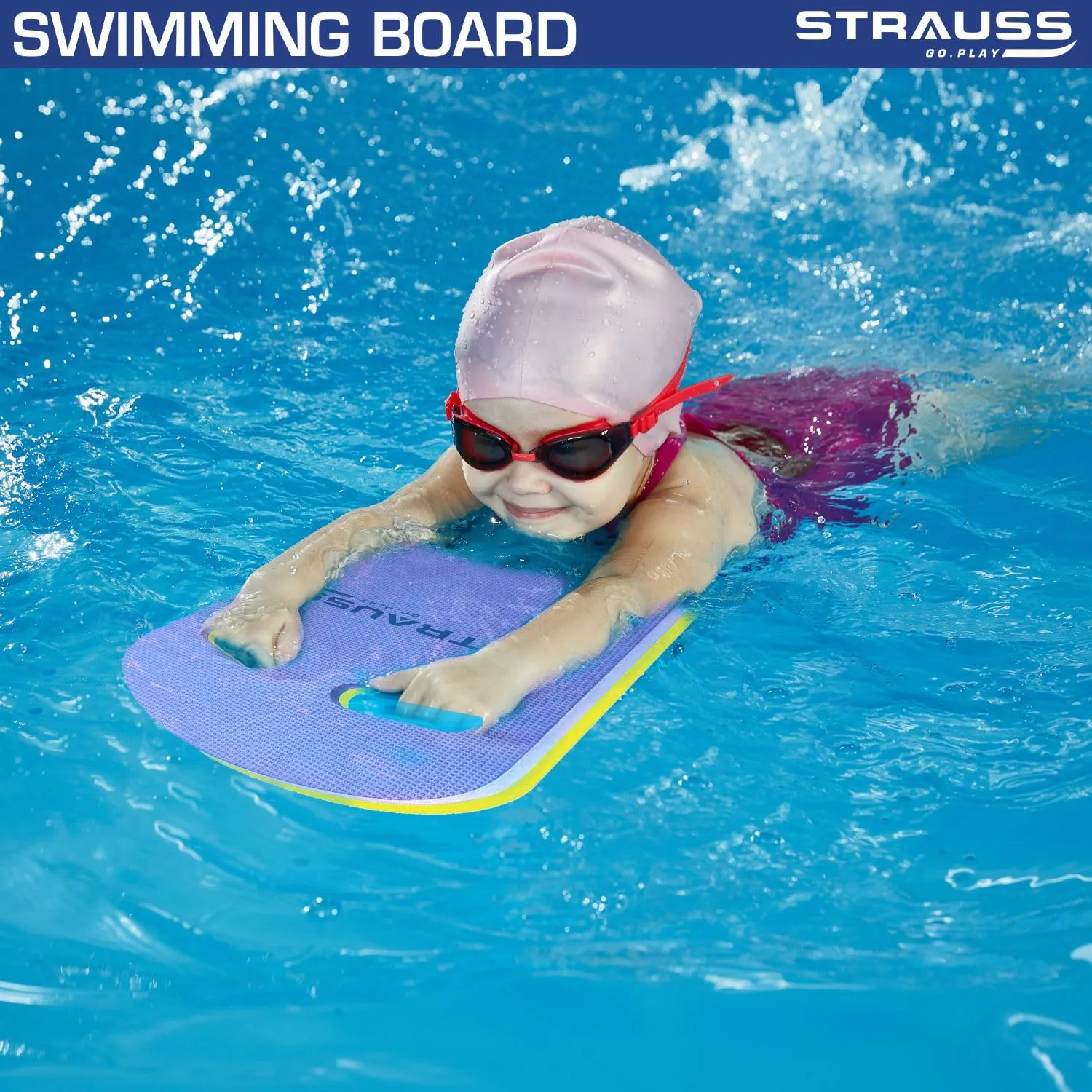 STRAUSS Swimming Kick Board | Floating Board for Swimming Pool Training Aid Exercise Equipment | Swimming Accessories for Adults and Kids | Swimming Float Pad for Beginners,(Purple)