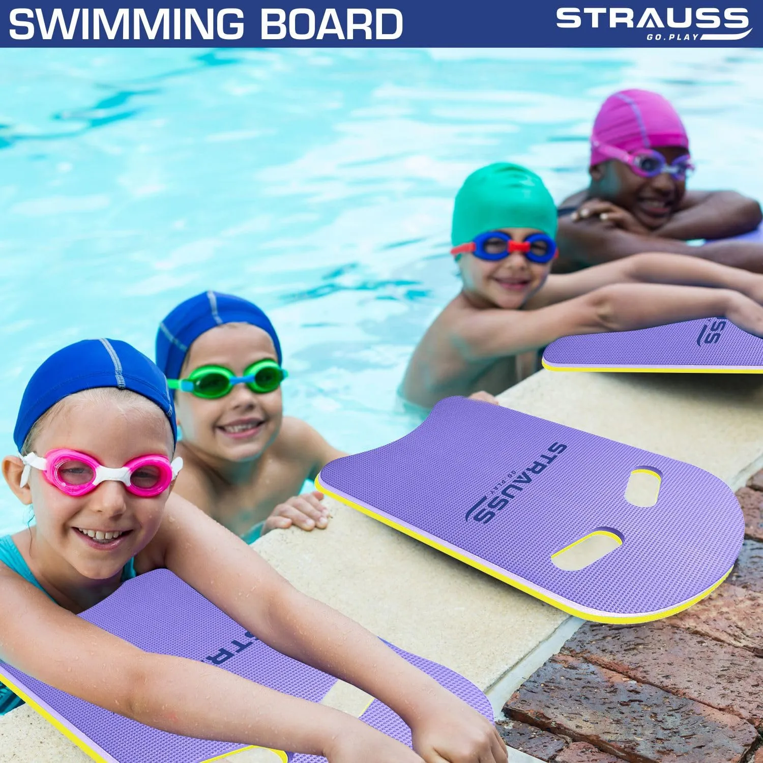 STRAUSS Swimming Kick Board | Floating Board for Swimming Pool Training Aid Exercise Equipment | Swimming Accessories for Adults and Kids | Swimming Float Pad for Beginners,(Purple)