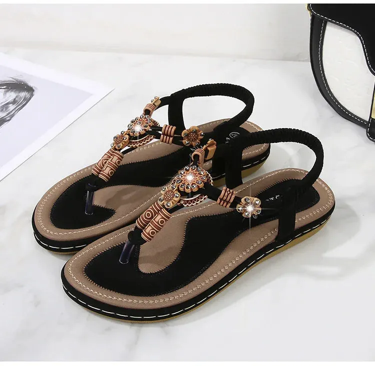 Summer Women Sandals 2022 Flat Casual Shoes Bead Slip On Sandalias Sexy Flip-Flop Ladies Shoes for Women 2022 Chaussure Femme