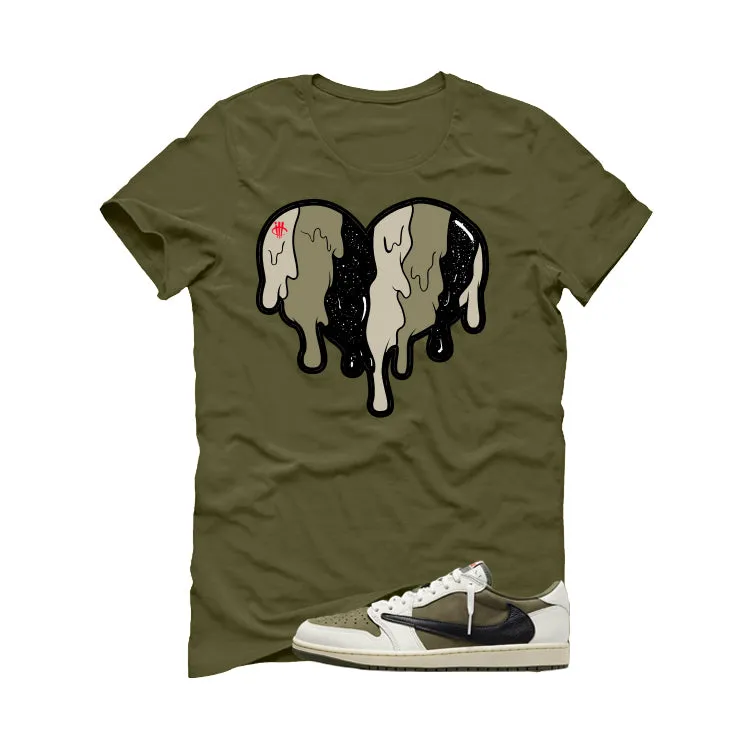 Travis Scott x Air Jordan 1 Low OG | illcurrency Military Green T-Shirt (Heart)