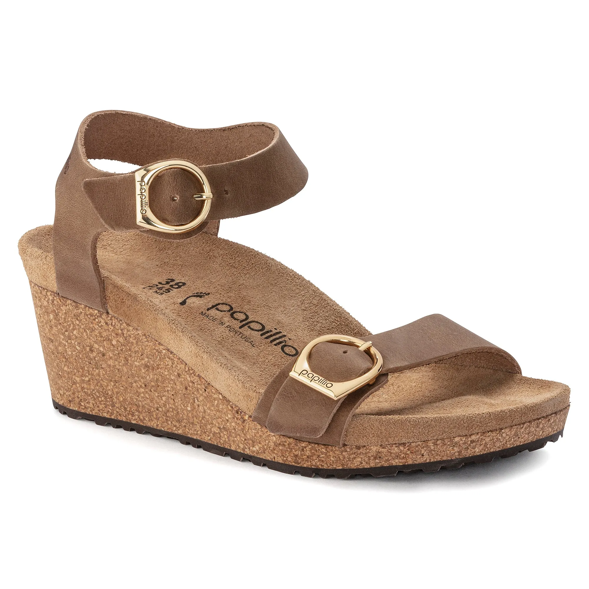 Women's Birkenstock Papillio Soley Ring-Buckle Oiled Leather Color: Cognac