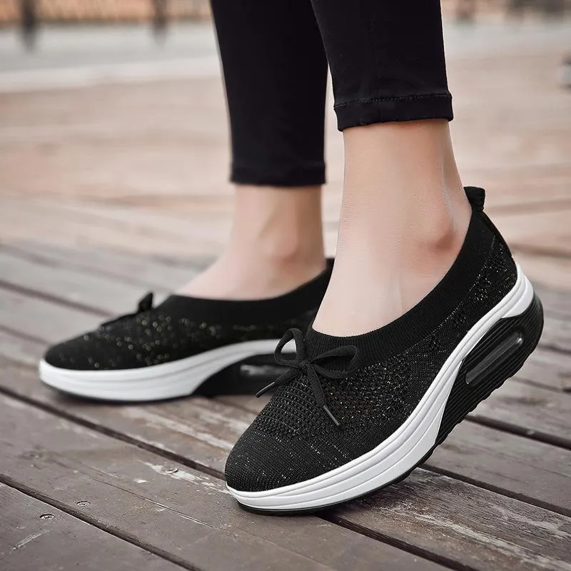 Women's Breathable Mesh Woven Sports Athletic Shoes