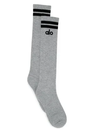 Women's Knee-High Throwback Sock - Athletic Heather Grey/Black