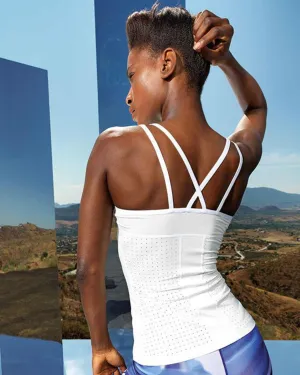 Womens Sports Vest Spaghetti Strap White