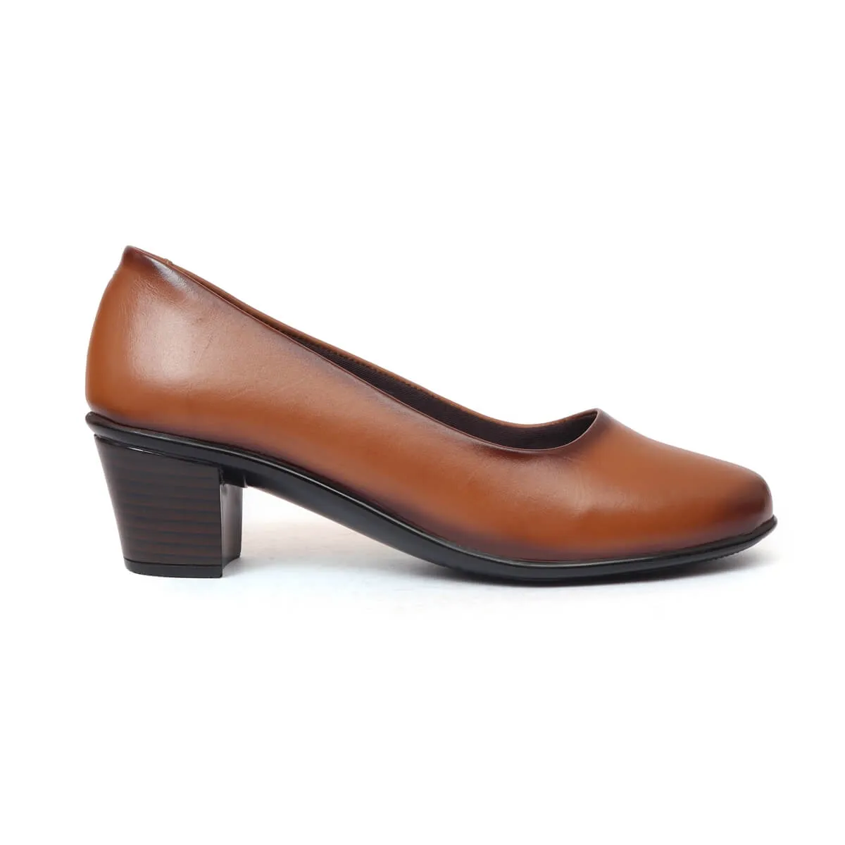 Zoom Shoes Pure Leather Formal Block Heel Bellies For Women L-001